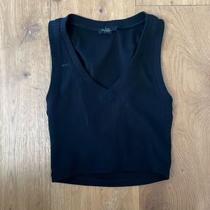 Forever 21 S Ribbed Black V Neck Crop Tank, Ribbed